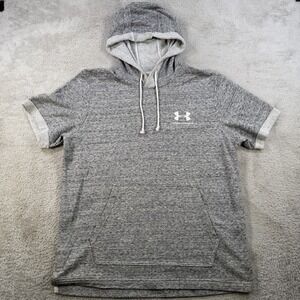 Under Armour Hoodie Mens Large Grey Short Sleeve Gym Pocket Training Pullover